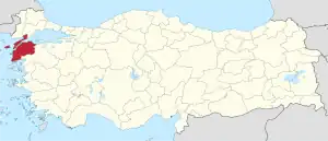 Location of the province within Turkey