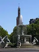 The church spire seen from Place Felix Eboué