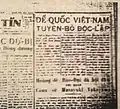 Telegram Dailynews has reported the "Empire of Vietnam declared independence", 11 March 1945.