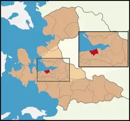 Map showing Narlıdere District in İzmir Province