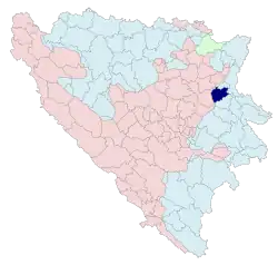 Location of Šekovići within Bosnia and Herzegovina