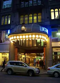 Entrance to Lucerna Music Bar from Štěpánská street