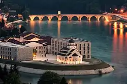 Andrićgrad and the Mehmed Paša Sokolović Bridge in the background