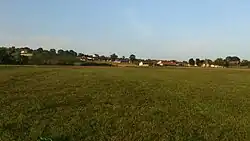 View of fields and houses in the village of Rakova