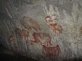 Rock paintings in the cave