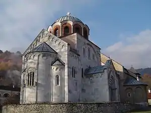 Studenica monastery by Grand Prince Stefan Nemanja I Vukanović near Kraljevo, an example of unique medieval Serbian architecture, UNESCO World Heritage Site, 1196