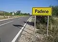 Traffic sign at the village entrance