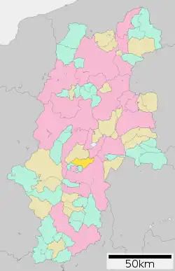 Location of Minowa in Nagano Prefecture