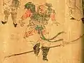 Man kicking a guandao, Ming dynasty