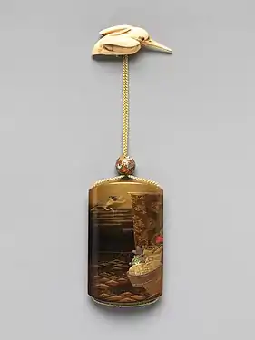 Inro with treasure boat (takarabune), by Kajikawa Bunryūsai, Edo period, 19th century