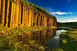 Columnar basalt on Xiyu island