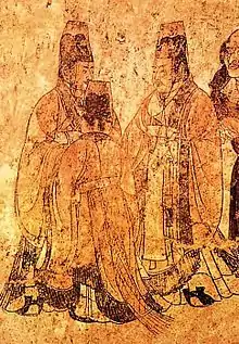 Image 19Tang dynasty mural from Li Xian's tomb in Qianling showing Han nobility clothing of the era. (from Chinese culture)