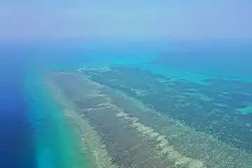 Southern edge of Pratas Atoll(Pratas Island can be seen in the distance)