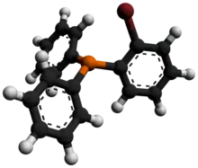 Ball-and-stick model of the (2-bromophenyl)diphenylphosphine molecule