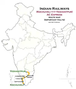 (Kochuveli–Yesvantpur) AC Express route map