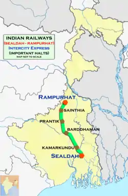 (Sealdah - Rampurhat) Intercity Express route map