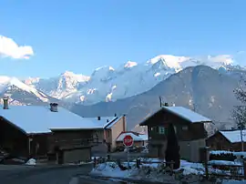 A view of Mont Blanc from the village