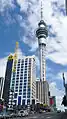 The AA Centre and the Sky Tower, seen from Victoria Street