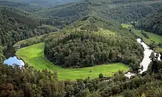 Panorama of Botassart or Le Tombeau du Géant (Giant's Tomb) along the Semois