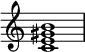  {
\override Score.TimeSignature #'stencil = ##f
\relative c' { 
  \clef treble \time 4/4
  <c e gis b>1
} }
