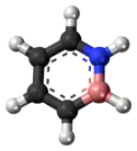 Ball-and-stick model of the 1,2-dihydro-1,2-azaborine molecule