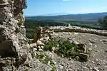 View from Château d'Aguilar to the Corbières, in the background the Pyrenees