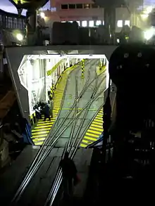 Train ferry and roll-on/roll-off between Calabria and Sicily