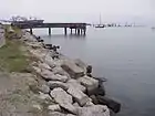 Concrete rubble used as riprap along the San Francisco Bay shoreline