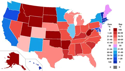 House seats by party holding plurality in state