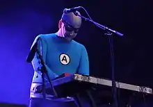 Briggs performing with The Aquabats in April 2013.