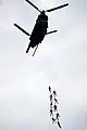 Soldiers from 7SFG(A) practice SPIE techniques from a MH-47 Chinook at Eglin AFB, February 2013