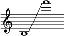 
      \new Staff \with { \remove "Time_signature_engraver" }
      {
        \cadenzaOn
        b1 \glissando f'''1
      }
    