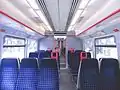 The refreshed interior of Standard Class accommodation aboard a First Great Western Class 166