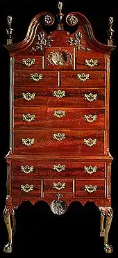 Chippendale high chest (ca. 1760), unknown maker, Philadelphia.