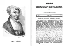 Portrait of Eleanor Davis, in Boston Monthly Magazine, 1826