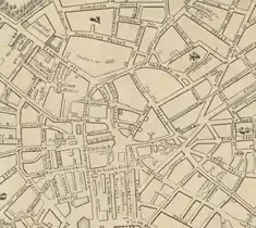 Detail of 1832 map of Boston, showing Cornhill and vicinity