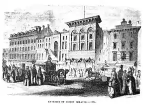 Boston Theatre street view, ca.1854