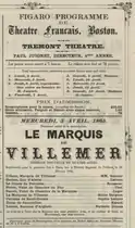 Detail of programme for Paul Juignet's Theatre Francais, 1865