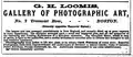 Advertisement for Loomis' Gallery of Photographic Art, Tremont Row, Boston, 1868