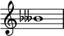  {
\override Score.TimeSignature #'stencil = ##f
\relative c'' {
  \clef treble \time 1/1 \tweak Accidental.stencil #ly:text-interface::print \tweak Accidental.text \markup { \concat { \flat \doubleflat }}beses1
} }
