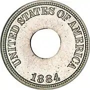 Obverse of the 1884 Eastman Johnson cent