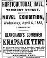 Advertisement, Novel exhibition, 1888