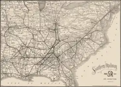 Southern Railway system map showing branch to Round Hill, 1895