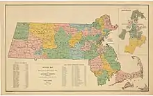 Map of districts of the Massachusetts state senate apportioned in 1906