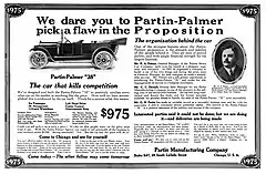 1913 Partin-Palmer two-page advertisement in Horseless Age Magazine