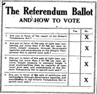 1919 Ontario referendum ballot