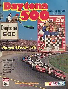 The 1986 Daytona 500 program cover, featuring Bill Elliott.