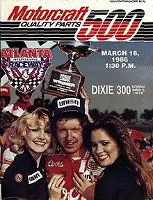 The 1986 Motorcraft 500 program cover, featuring Bill Elliott.