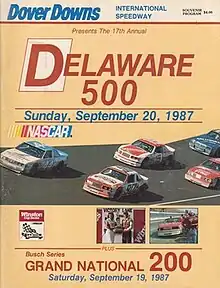 The 1987 Delaware 500 program cover.