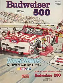 The 1989 Budweiser 500 program cover, featuring Terry Labonte.